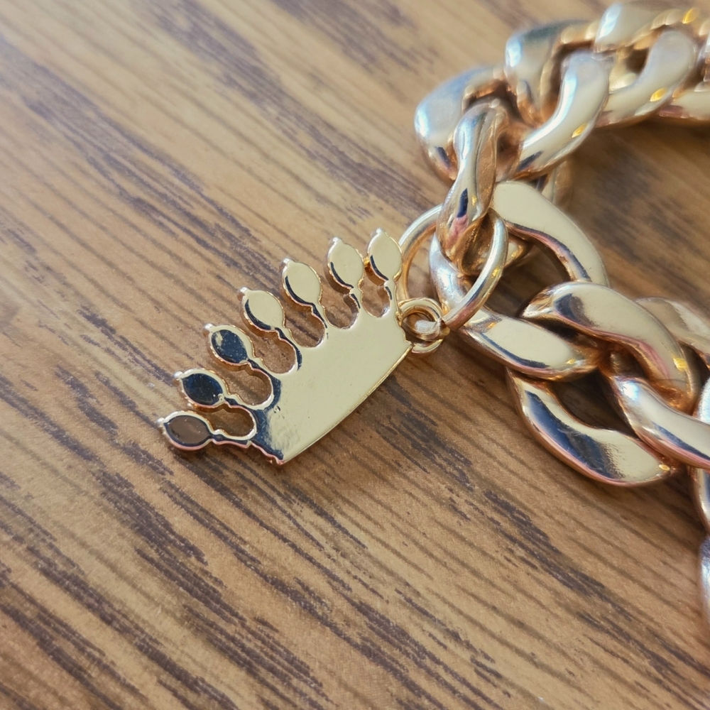 JUICY COUTURE Gold Chunky Link And Crystal Charm Belt BOLD ACCESSORIES! - Picture 6 of 13
